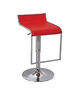 Tabouret de bar en cuir rouge réglable et durable, avec base chromée et repose-pieds, idéal pour bar à domicile, cuisine, café ou comptoir. - Product Image 2