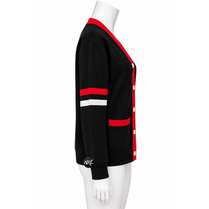 Cardigan tricoté pour femme, motif pied-de-poule bleu et blanc, col en V, manches longues, décontracté, automne, 100% acrylique, poches, simple boutonnage, vente en gros - Product Image 3