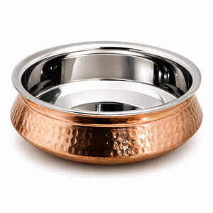 1.5L Hammered Copper Stainless Steel Serving Bowl Indian Handi Curry Rice Dal Bowl Restaurant Tableware for Home Hotel - Product Image 1