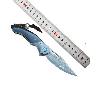Couteau pliant tactique de survie et utilitaire, lame en acier Damas de qualité industrielle, fabrication OEM sur mesure, pointe tombante, verrouillage à glissière arrière - Product Image 6
