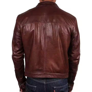 Men's Best Design PU Leather Autumn Winter Street Wear Coated Windproof Custom Size Front Logo Jacket - Product Image 6