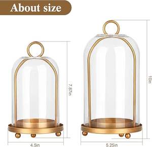 Juego de 2 Portavelas Colgantes de Metal Latón Vintage con Cúpula de Cristal Grueso, Estilo Shabby Chic - Product Image 4