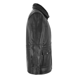 Chaqueta de Invierno para Hombre de Piel de Oveja Napa Premium, con Cuello de Piel Desmontable, Cierres YKK, Múltiples Bolsillos, Forro de Poliéster, Logotipo Personalizado OEM ODM - Product Image 4
