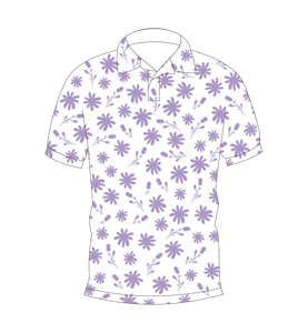 เสื้อโปโลพิมพ์ลายดอกไม้สีขาวม่วงสำหรับผู้ชาย เสื้อโปโลแขนสั้นลำลองแฟชั่นฤดูร้อน เสื้อกอล์ฟ - Product Image 4