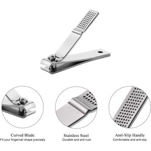 Coupe-ongles ultra-affûtés et robustes pour doigts et orteils, ensemble de coupe-ongles avec étui en métal visible, couleur argent - Product Image 3