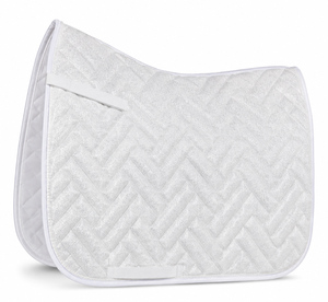 Tapis de selle de dressage blanc avec motif chevrons matelassé, rembourrage en polyester, doublure en polaire, équipement d'équitation personnalisable - Product Image 2