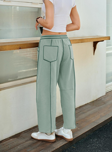 Outdoor Streetwear Heavyweight Pure Cotton <b>Baggy</b> Sweatpants Straight Wide Leg Lounge Casual Custom <b>Trousers</b> For <b>Women's</b> - Product Image 6