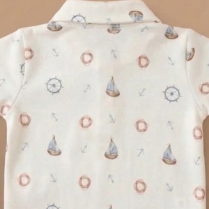 Camiseta polo orgánica con estampado de Cot & Candy, diseño Little Sailor, camisetas para bebé - Product Image 4