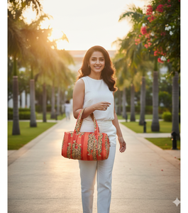 Mini Duffle Bags Cotton Quilted for <b>Women</b> Quality Boho Cotton Quilted <b>Travel</b> Bag Printed Design - Product Image 1