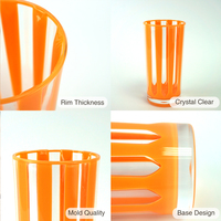 [Holar] Verre incassable réutilisable de 23 oz, design moderne à rayures orange vives, fabriqué à Taïwan, pour la maison, les fêtes en plein air