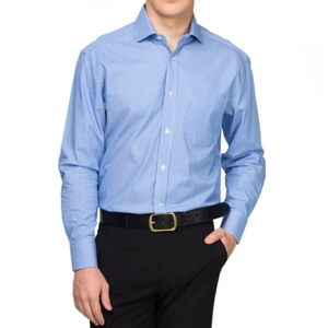 Chemise habillée décontractée pour homme en polyester/coton, anti-boulochage, anti-rétrécissement, infroissable, col montant, motif uni, service OEM - Product Image 6