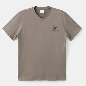 Camiseta de Cuello en V para Hombre, 100% Algodón, de Buena Calidad, Última Llegada, Color Personalizado, Corte Regular, Sólida, Casual, Ecológica - Product Image 1
