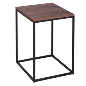 Classic Design Nesting Side <b>Table</b> Set of 2 Dark <b>Walnut</b> Wood and Metal Square End <b>Tables</b> Space-Saving <b>Coffee</b> <b>Tables</b> for Hotels - Product Image 1