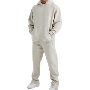 Streetwear confortable de style de rue pour hommes survêtement de jogging ensemble de pantalons de survêtement à capuche et à épaules tombantes à motif solide imprimé - Product Image 1