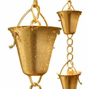 Chaîne de pluie décorative en cuivre antique cannelé pour gouttières – Alternative durable en métal pour gouttière et descente d'eau – Collecteur d'eau de pluie - Product Image 2