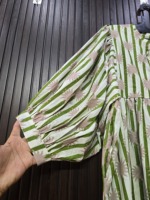 Robe de club en coton à rayures vertes et blanches, imprimé soleil, manches longues, style modeste, longueur ras du sol, écologique, respirante, pour la plage