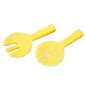 Ensemble de 2 cuillères à salade décoratives en résine jaune, écologiques, avec poignée graduée, compatibles lave-vaisselle - Product Image 1