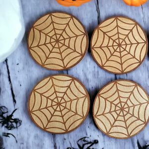 Spider Web Design Wooden <b>Coasters</b> Sets Prevents <b>Heat</b> Damage From Hot Tea And Coffee Cups And Protects Table From Water Stains - Product Image 1
