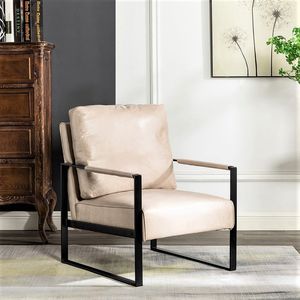 Poltrona Classica Mid-Century Moderna con Robusta Struttura in Metallo Quadrata per Casa, Ufficio o Camera da Letto - Product Image 1
