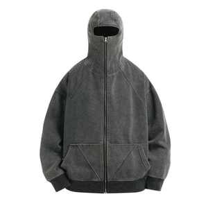 Sweat à capuche zippé intégral surdimensionné pour homme – Vente en gros, stock disponible, coton mélangé premium, imperméable, écologique, streetwear d'hiver - Product Image 2