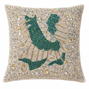Nouvelle arrivée : Housse de coussin élégante en perles de verre, motif paon, housse de coussin décorative en perles, coussin d'appoint fait main - Product Image 2