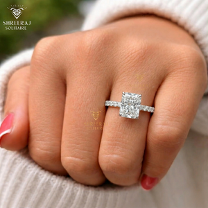 SHREERAJ <b>SOLITAIRE</b> Trendy Diamond Engagement Eternity <b>Rings</b> 14K Solid Gold 3.50 CTW Radiant Cut Lab Grown Diamonds IGI Certified - Product Image 2