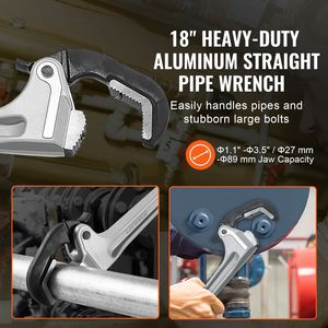 Chiave a Tubo Dritta in Alluminio da 18 Pollici con Regolazione Automatica della Fissaggio, Design Ergonomico Facile da Trasportare, Testa Flessibile per Idraulica - Product Image 6
