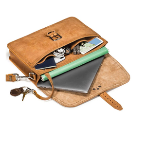 Custom Retro Genuine Leather <b>Briefcase</b> High Quality New Fashion Trends-Laptop Conference Bag with Polyester Lining for Men Women - Product Image 3
