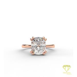 Bague de fiançailles solitaire en moissanite taille coussin en or jaune, classique à quatre griffes, pour femme - Product Image 3
