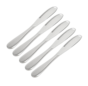 Couteau à beurre en acier inoxydable, finition miroir, design minimaliste, ensemble de 5 couteaux à dîner, outil de pâtisserie, couteau en acier - Product Image 1