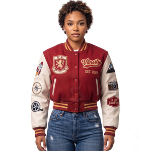 <b>Winter</b> collection womens Custom Design Logo Varsity <b>Jackets</b> Baseball <b>Jackets</b> <b>Leather</b> Sleeve Women's <b>Jackets</b> Lady Crop <b>Jackets</b> - Product Image 4