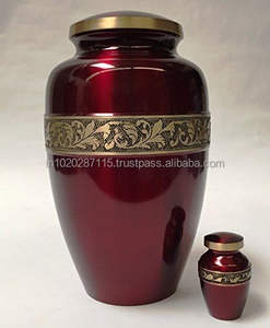 Urna de cenizas humanas de cremación para adultos de latón de diseño tradicional para mantener seguras las cenizas humanas con esmalte de oro antiguo único - Product Image 2