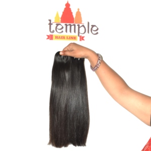 Extensiones de Cabello Humano Virgen Remy Indio 100% Natural para Máquina, Doble Trama, Corte Recto, Puntas Gruesas - Product Image 2