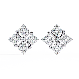 Boucles d'oreilles clous losange – Diamants de laboratoire CVD géométriques en grappe de 0,77 carat, en or rose massif 10K 14K 18K avec tiges en spirale - Product Image 5
