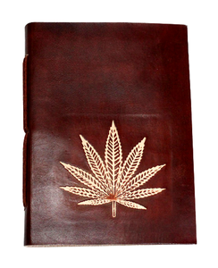 Hot Gifts Genuine Goat TC Leather Journal Handmade Paper Hemp Leaf Embossed Front Cover Student Office <b>Diary</b> <b>Notebook</b> - Product Image 1