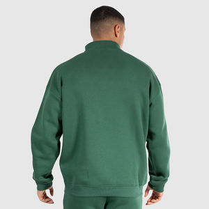 100% Cotton Regular Fit High Quality Waterproof Eco-Friendly <b>Sweatshirt</b> Custom Logo Winter <b>Men</b> <b>Half</b> <b>Zip</b> Stand Collar OEM Service - Product Image 2