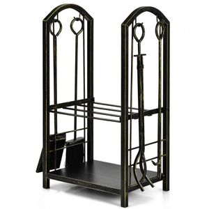 Set di 4 Utensili per Caminetto con Porta Legna, Accessori Essenziali per un'Atmosfera Accogliente - Product Image 5