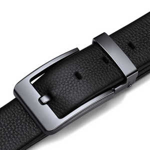 Ceinture noire décontractée réversible avec boucle à ardillon en acier, rectangulaire, durable, moulée en une seule pièce - Product Image 5