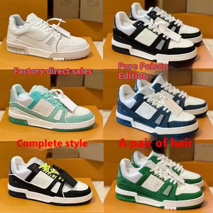 Chaussures de marche décontractées de luxe pour femmes et hommes, dessus en cuir véritable, logo brodé, semelle extérieure en caoutchouc antidérapante - Product Image 6