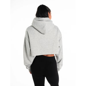 Hoodies courts personnalisés pour femmes – Hauts courts de haute qualité, couleur unie, décontractés, coupe oversize, épaules tombantes, pour femme - Product Image 6