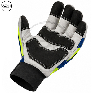 Guantes para Motosierra Azules y Grises Personalizados al por Mayor con Ribete Amarillo Neón, Palma Texturizada, Correa de Muñeca Ajustable, Fabricante OEM ODM - Product Image 3