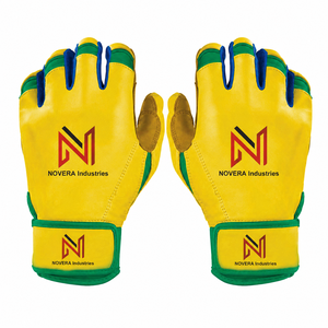 Gants de frappeur de baseball en cuir personnalisés, respirants, à séchage rapide, rembourrés, avec fermeture auto-agrippante, unisexes, pour enfants, entraînement professionnel - Product Image 2