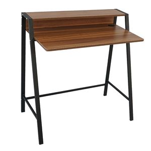 Bureau d'ordinateur à 2 niveaux pour la maison, avec structure en bois robuste, table d'écriture compacte pour petits espaces - XH - Product Image 4