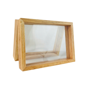 Cadre photo double en bois écologique avec charnière - Cadre photo pliable rustique en verre pour fleurs pressées et portraits - Product Image 2