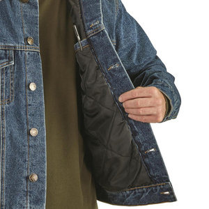 Men's Stand Collar Lined Denim Jacket Breathable Plus Size <b>Top</b> with Highest Quality Coating for Winter 2024 - Product Image 4