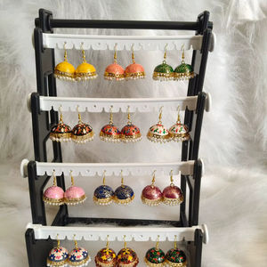 Pendientes Jhumka Meenakari de Rajastán |   Joyería india pintada a mano para bodas, Haldi, Heena, joyería nupcial y recuerdos |   Pedido al por Mayor - Product Image 1