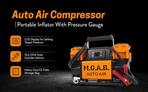 เครื่องอัดอากาศอัตโนมัติพร้อมจอ LCD, ตั้งค่าแรงดันเป้าหมายได้, เครื่องอัดอากาศคู่, เครื่องอัดอากาศออฟโรด 10.6 CFM สำหรับรถยนต์ขับเคลื่อน 4 ล้อ, 150 PSI - Product Image 2