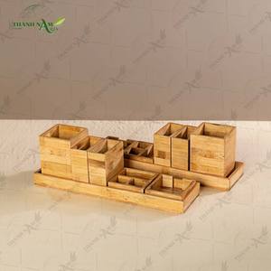 Juego de Accesorios de Baño de Bambú Prensado, Almacenamiento Ecológico de Lujo para Baños Modernos - Product Image 3