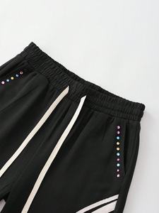 Moda mujer sólido peso pesado Rhinestone Jogger chándal conjunto Sparkle dos piezas Lounge Outfit Casual Bling algodón polar - Product Image 3