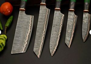 Coffret de couteaux de chef Santoku THEWIZ CRAFTS, lame en cuivre, manche en résine, fabrication artisanale, ambidextre, 7-8 pouces, finition hautement polie de luxe - Product Image 4